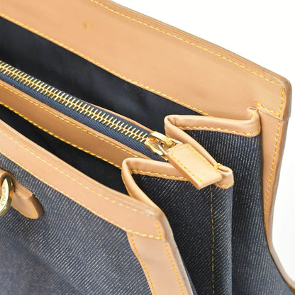 Dior Handbag BO B Denim Leather Navy Brown Gold — view 7