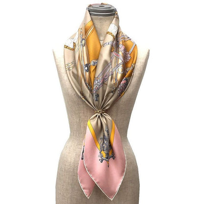 Hermes Scarf Carre 90 Harnais de COUR Court Harness Pink