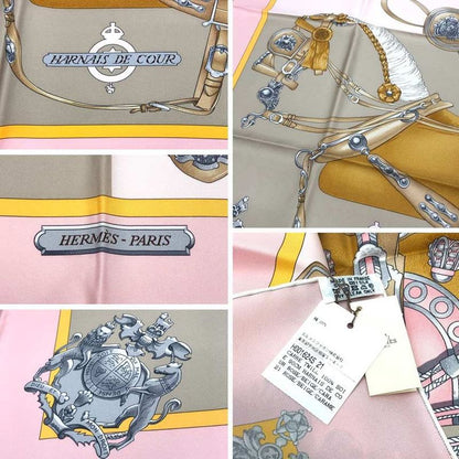Hermes Scarf Carre 90 Harnais de COUR Court Harness Pink