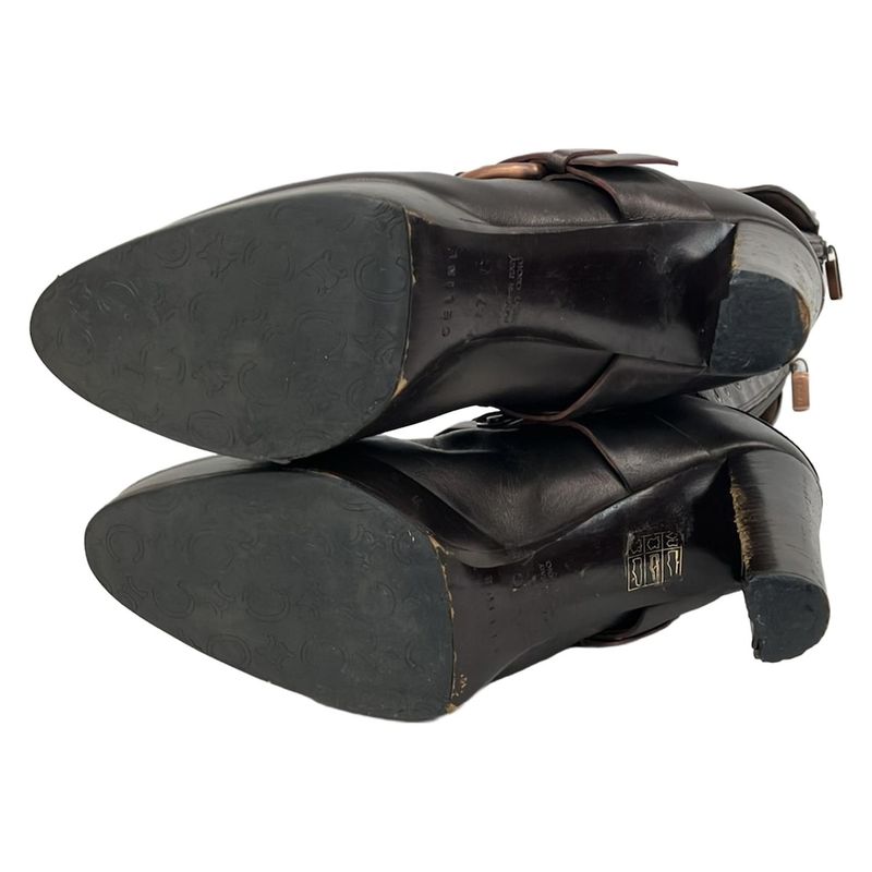 Celine Long Boots 37 C Women's - Dark Brown Leather