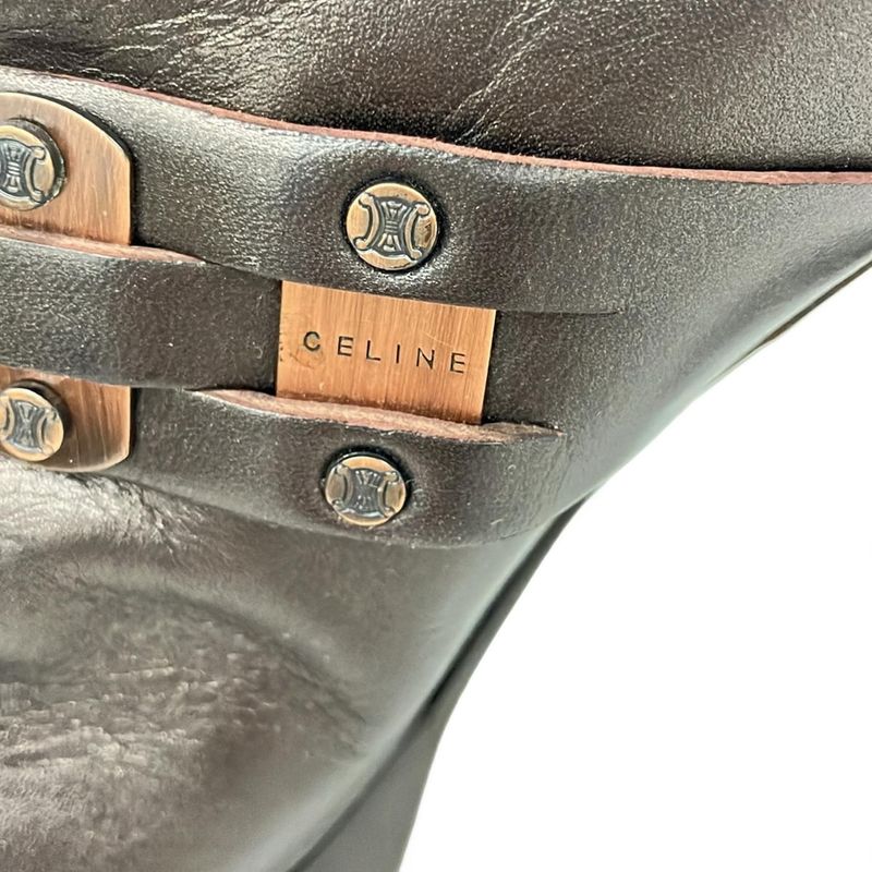 Celine Long Boots 37 C Women's - Dark Brown Leather