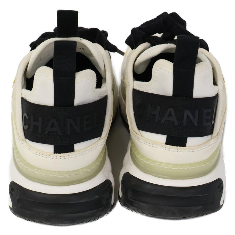 Chanel G35617 Velvet Calfskin Kakeru Fabric Coco Mark Low Cut Sneakers 38