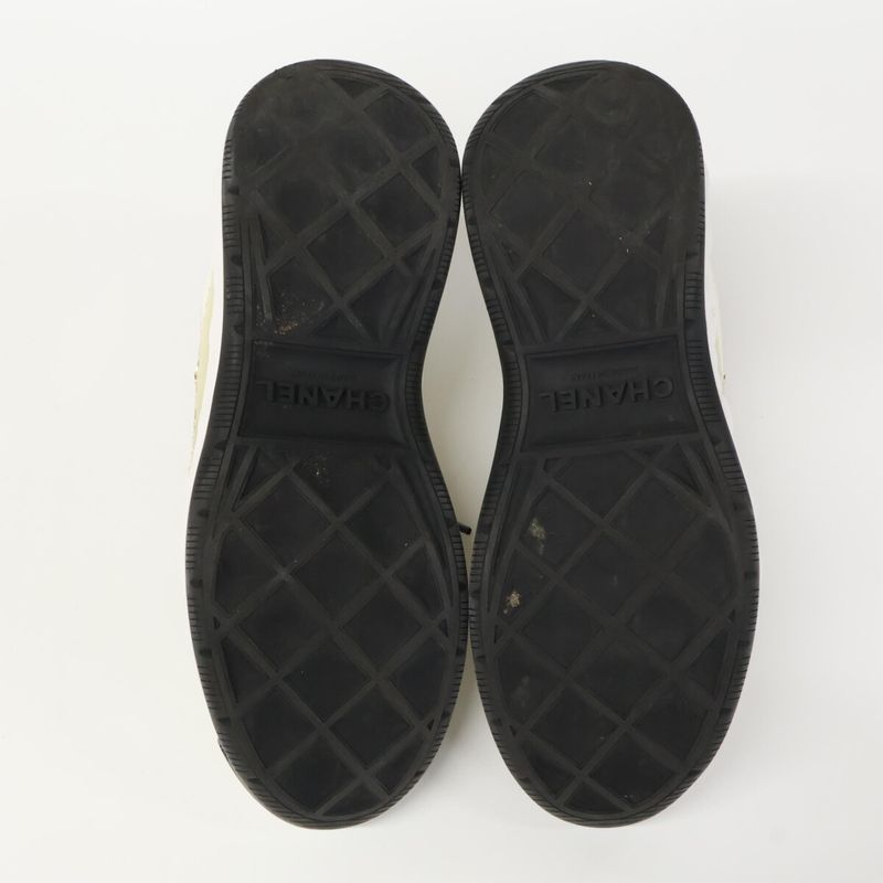 Chanel G35617 Velvet Calfskin Kakeru Fabric Coco Mark Low Cut Sneakers 38