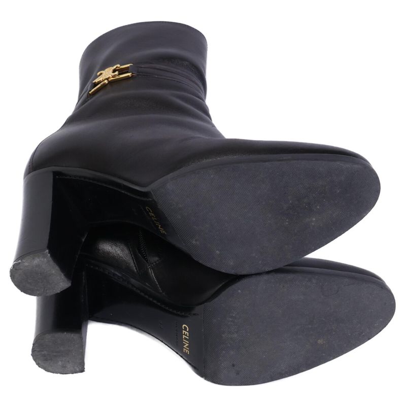 Celine Triomphe Hardware Claude Ankle Boots/chunky Heel Short Boots 38