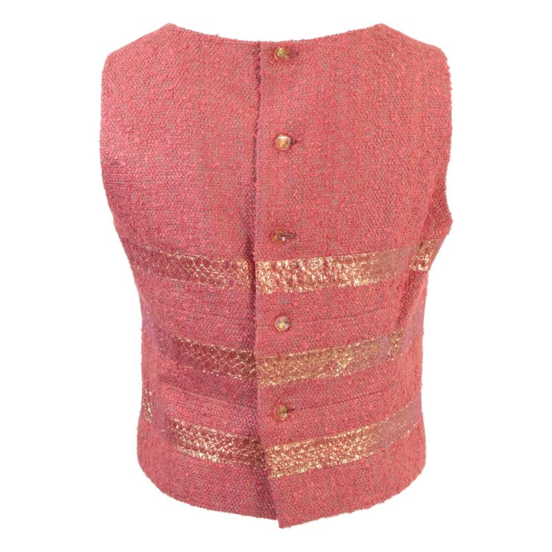 Chanel [ ]99P P13196v07517 Striped Silk Blend Sleeveless Tops Skirt Tweed 38