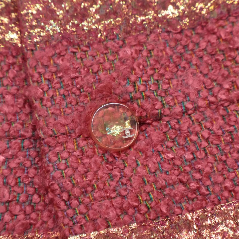 Chanel [ ]99P P13196v07517 Striped Silk Blend Sleeveless Tops Skirt Tweed 38