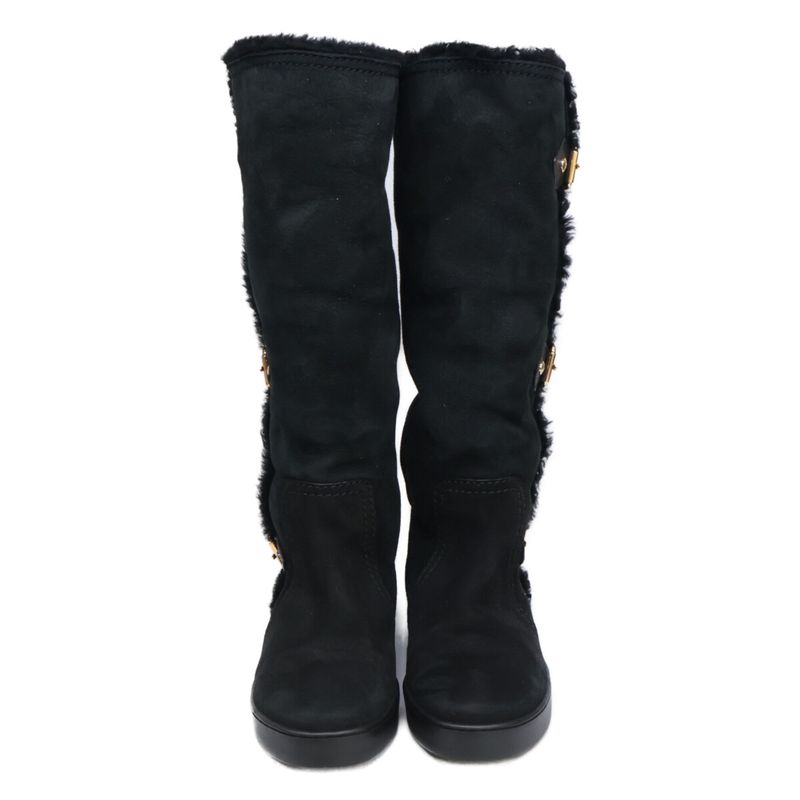 Louis Vuitton 3-belt Hardware Shearling Long Boots 36