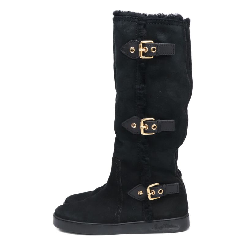 Louis Vuitton 3-belt Hardware Shearling Long Boots 36