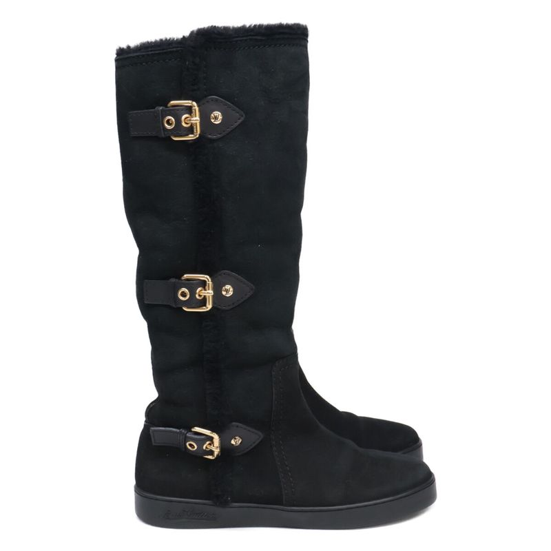 Louis Vuitton 3-belt Hardware Shearling Long Boots 36