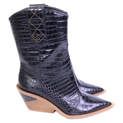 Fendi Similar Croco Shape Push Cut Walk Western Boots 36