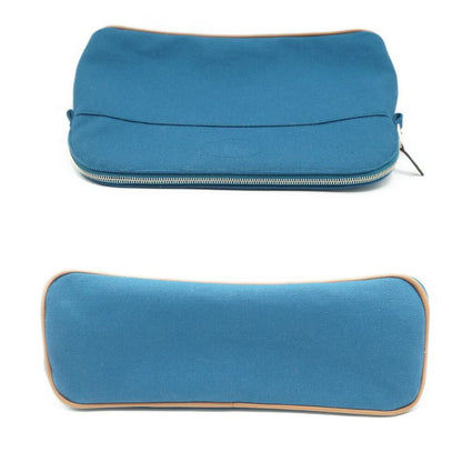 Hermes Bolide Pouch Blue Series Orange Bag Pouch Silver Hardware
