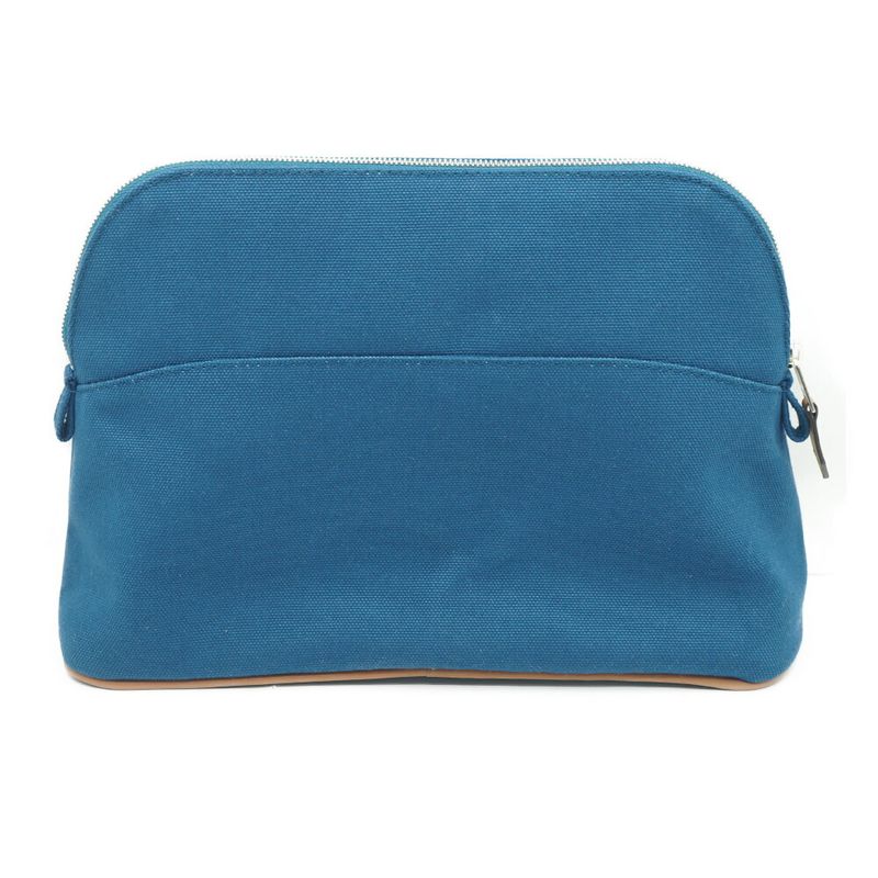 Hermes Bolide Pouch Blue Series Orange Bag Pouch Silver Hardware