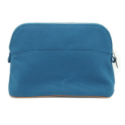Hermes Bolide Pouch Blue Series Orange Bag Pouch Silver Hardware