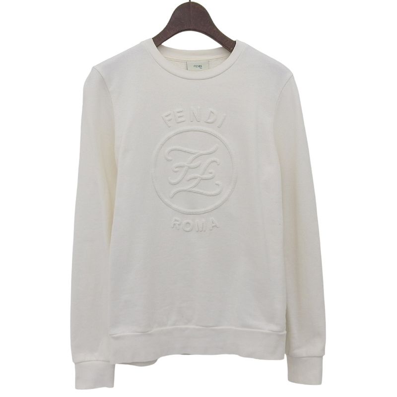 Fendi Cotton Logo Embroidery Sweat Tops Kids White 12 61102099 12