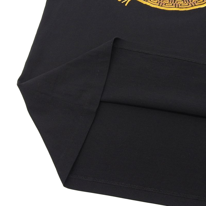Versace Medusa Embroidery T-shirt Cotton Tops Men's Black S A88653 A228806 S
