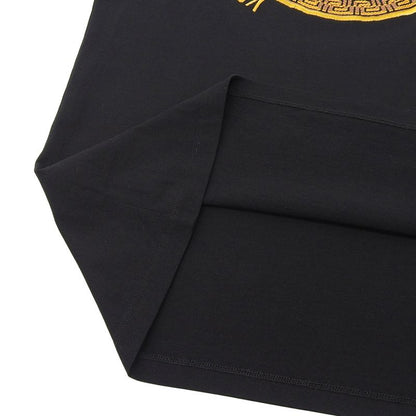 Versace Medusa Embroidery T-shirt Cotton Tops Men's Black S A88653 A228806 S