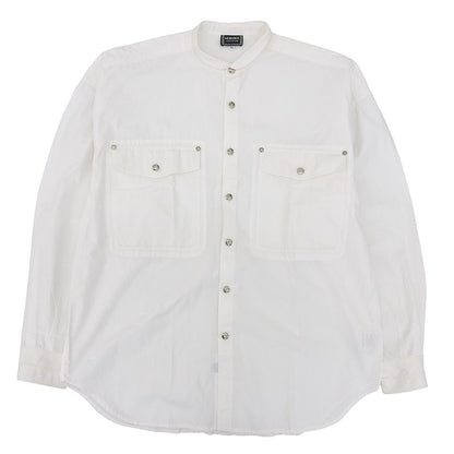 Versace Jeans Versace Jeans 100 Cotton Silver Medusa Button Band Collar L S