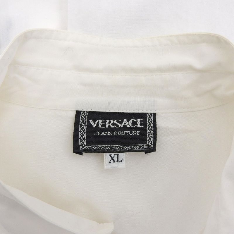 Versace Jeans Versace Jeans 100 Cotton Silver Medusa Button Band Collar L S