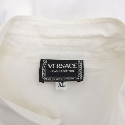 Versace Jeans Versace Jeans 100 Cotton Silver Medusa Button Band Collar L S