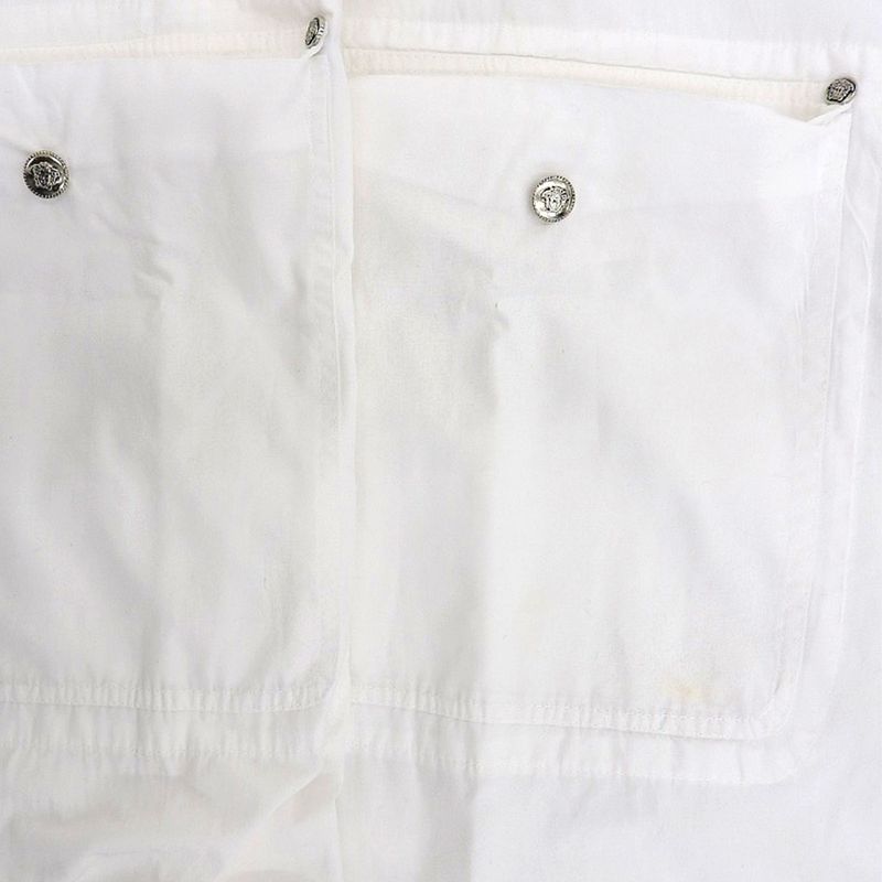 Versace Jeans Versace Jeans 100 Cotton Silver Medusa Button Band Collar L S