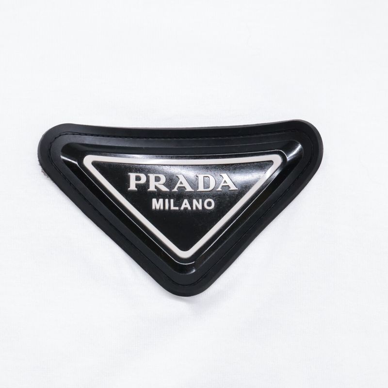 Prada 35838 20 Years White Rubber Lying Logo T-shirt [in-house Maintenance] S