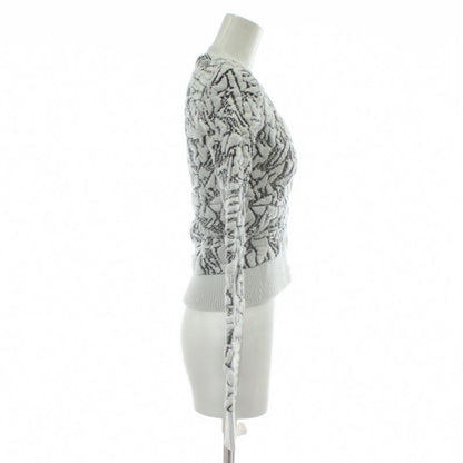 Balenciaga Cardigan Knit Nylon Long Sleeve All Over Pattern 36 S White Black XZ