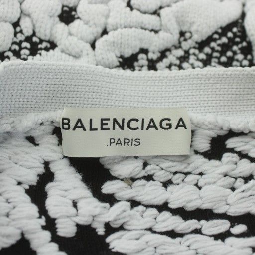 Balenciaga Cardigan Knit Nylon Long Sleeve All Over Pattern 36 S White Black XZ