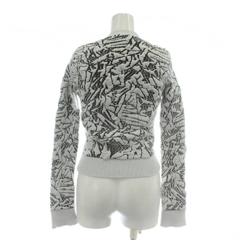 Balenciaga Cardigan Knit Nylon Long Sleeve All Over Pattern 36 S White Black XZ