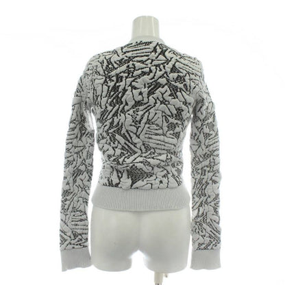 Balenciaga Cardigan Knit Nylon Long Sleeve All Over Pattern 36 S White Black XZ
