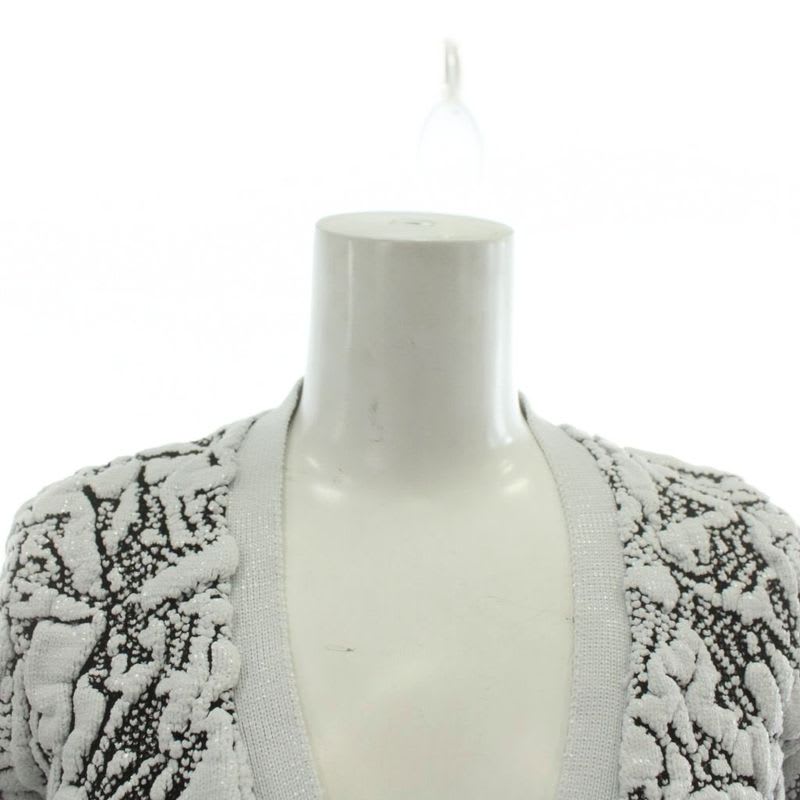 Balenciaga Cardigan Knit Nylon Long Sleeve All Over Pattern 36 S White Black XZ