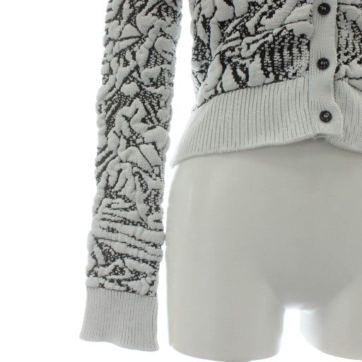 Balenciaga Cardigan Knit Nylon Long Sleeve All Over Pattern 36 S White Black XZ