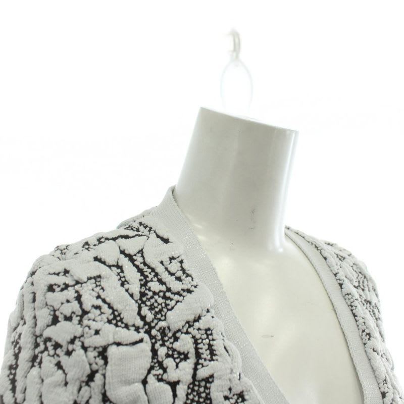 Balenciaga Cardigan Knit Nylon Long Sleeve All Over Pattern 36 S White Black XZ