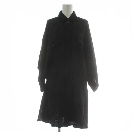 Saint Laurent Paris Shirt Dress Silk 3/4 Sleeve Raglan Sleeve Knee Length