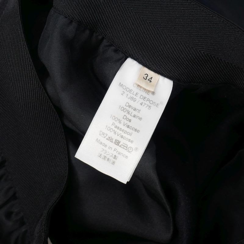 Celine Front And Back Switching Slim Wool Pants Slacks 34 Navy Black