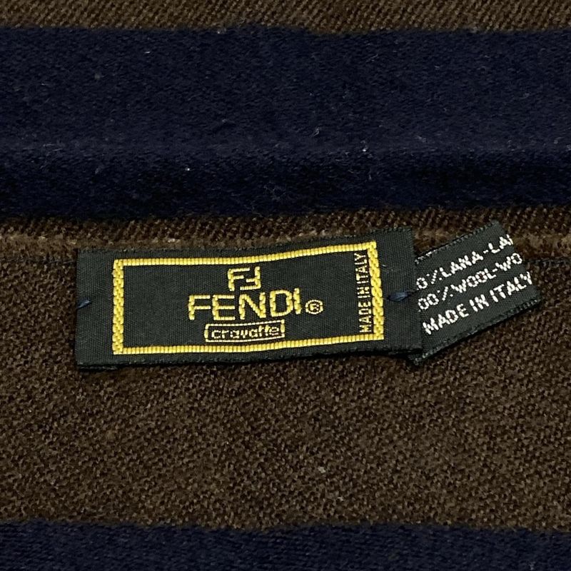 Fendi Muffler - Dark Brown X Dark Navy Zucca Pattern Pecan Wool