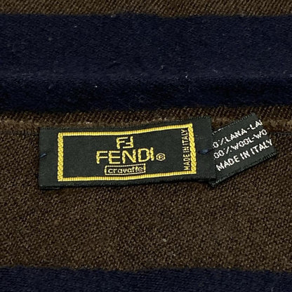 Fendi Muffler - Dark Brown X Dark Navy Zucca Pattern Pecan Wool
