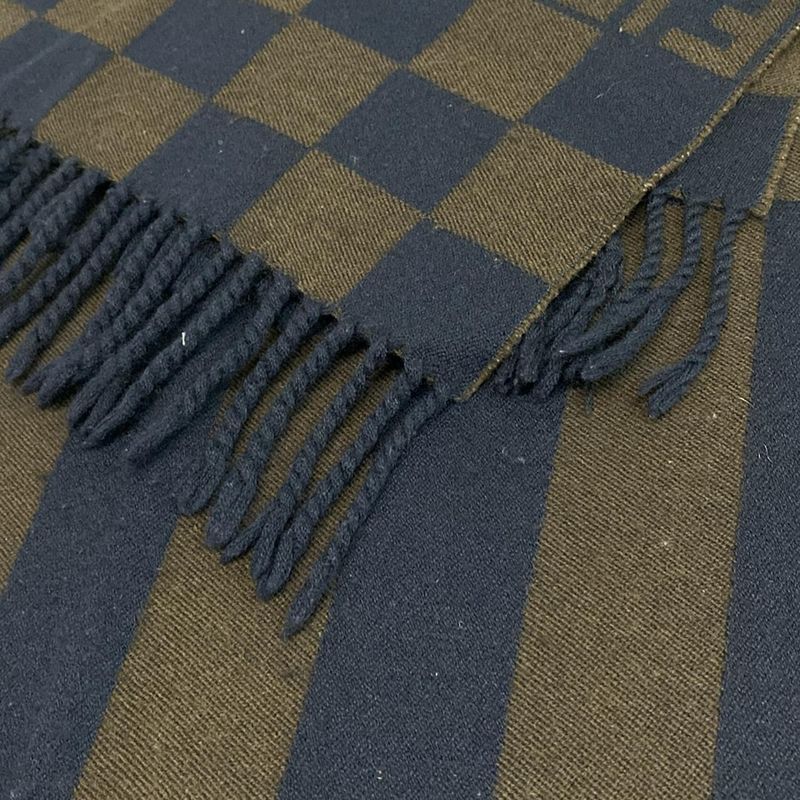 Fendi Muffler - Dark Brown X Dark Navy Zucca Pattern Pecan Wool