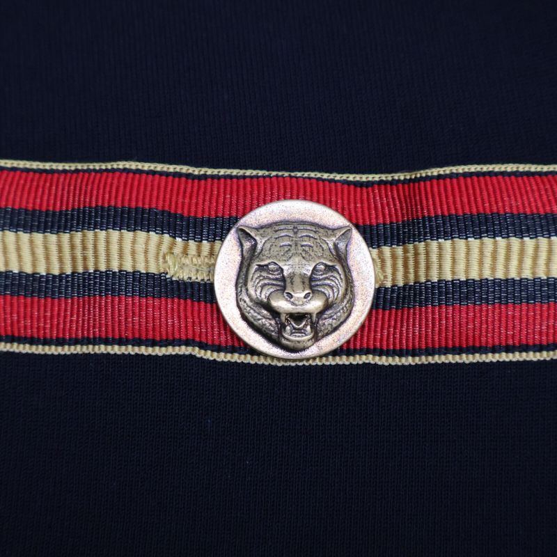 Gucci 515072 X7b80 Black Rayon Mix Tiger Button Short Sleeve Shirt One Piece XS