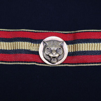 Gucci 515072 X7b80 Black Rayon Mix Tiger Button Short Sleeve Shirt One Piece XS