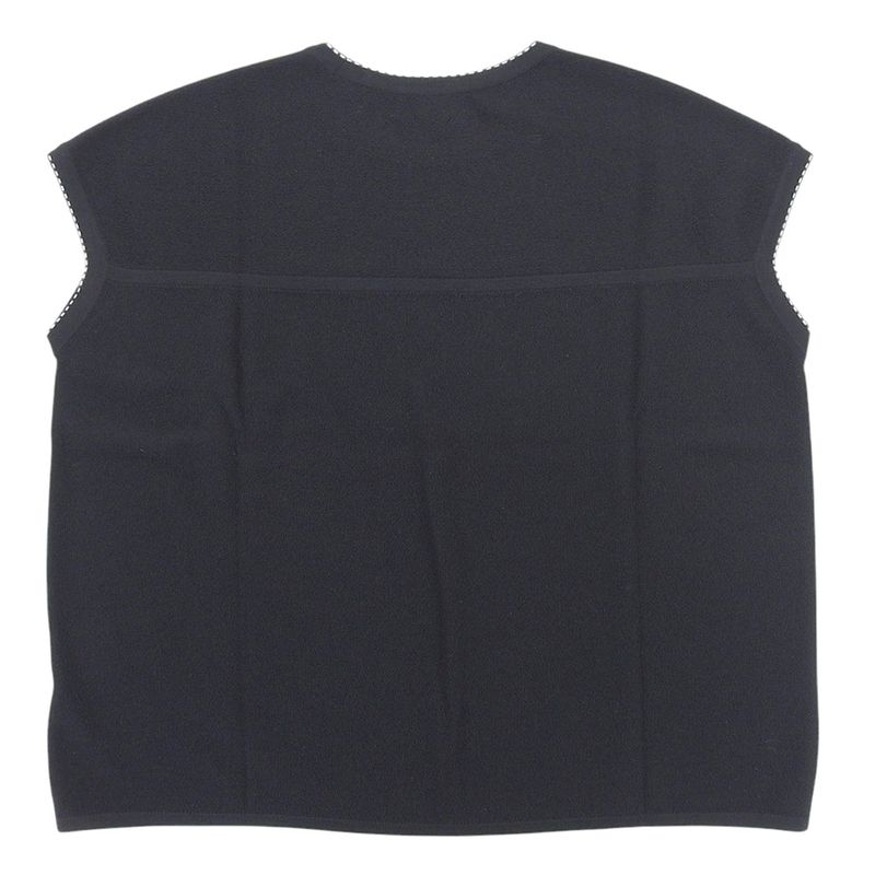 Hermes Wool Stitch French Sleeve Knit Tops Women's Navy 36