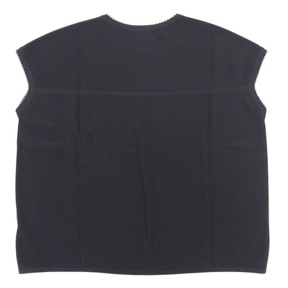 Hermes Wool Stitch French Sleeve Knit Tops Women's Navy 36