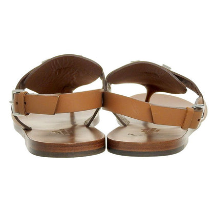 Hermes Gallery H Motif Leather Thong Sandals Women's Brown 37