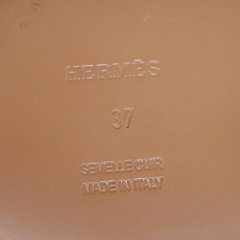 Hermes Gallery H Motif Leather Thong Sandals Women's Brown 37