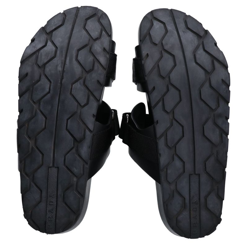Prada []2x3002 Velcro Leather Slide Sandals 6 1 2