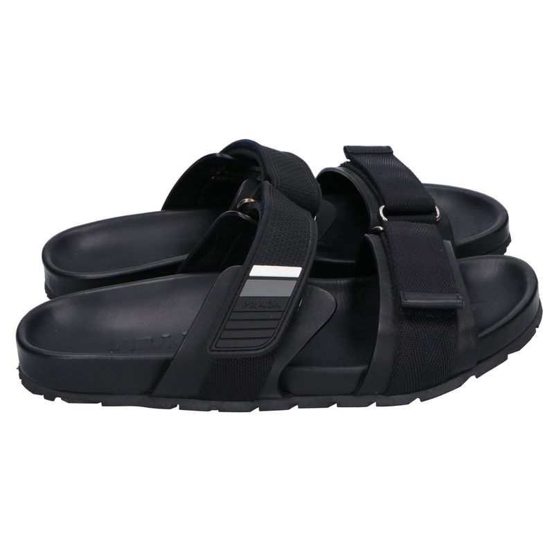 Prada []2x3002 Velcro Leather Slide Sandals 6 1 2