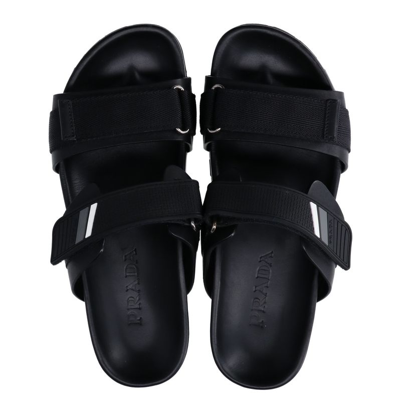 Prada []2x3002 Velcro Leather Slide Sandals 6 1 2