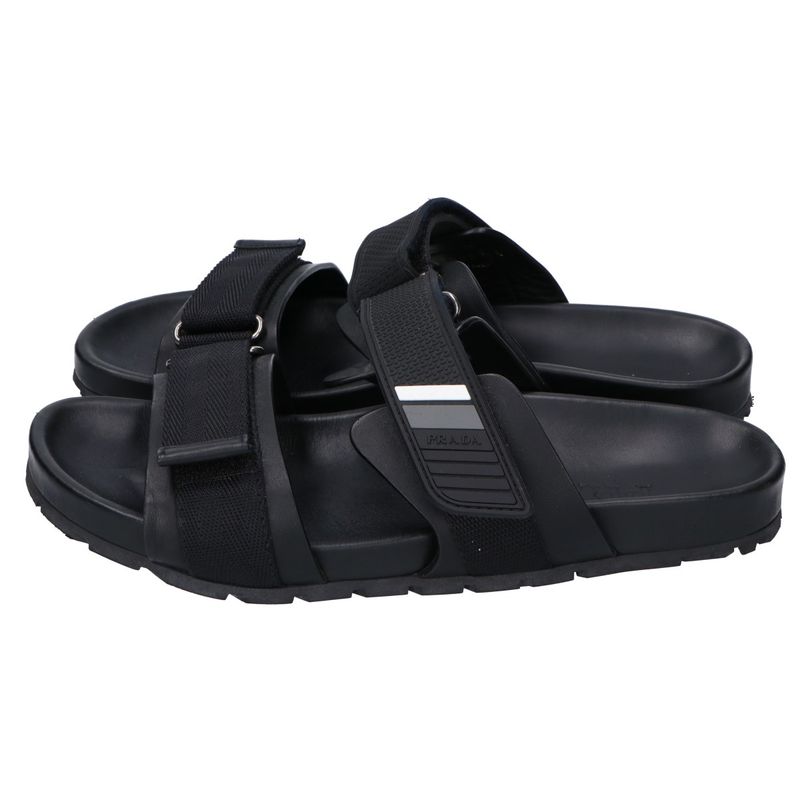 Prada []2x3002 Velcro Leather Slide Sandals 6 1 2