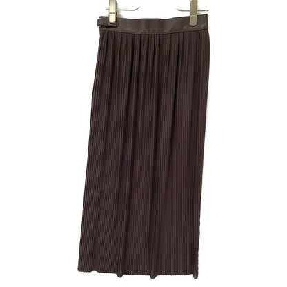 Hermes 21AW Brown Leather Belt Pleated Long Skirt 34