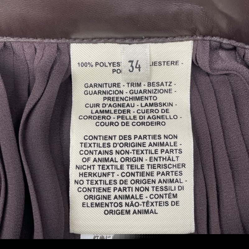 Hermes 21AW Brown Leather Belt Pleated Long Skirt 34