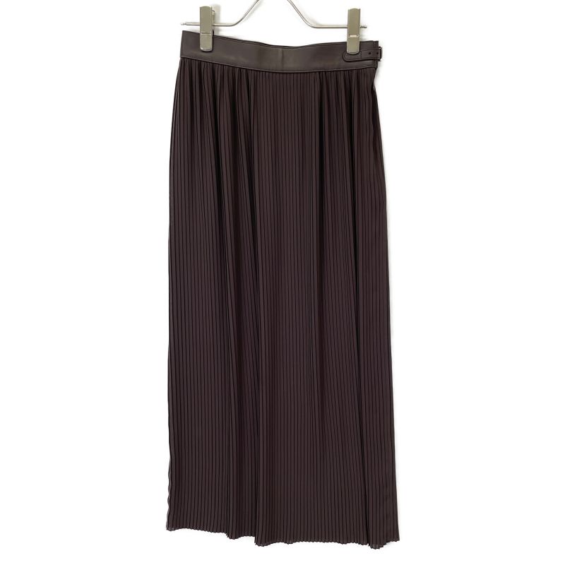 Hermes 21AW Brown Leather Belt Pleated Long Skirt 34